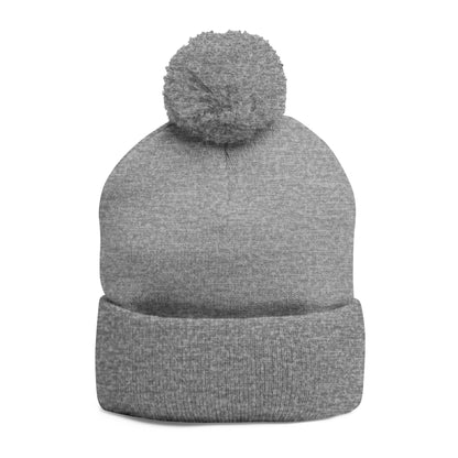 Embroidered Pom-Pom Beanie Hat