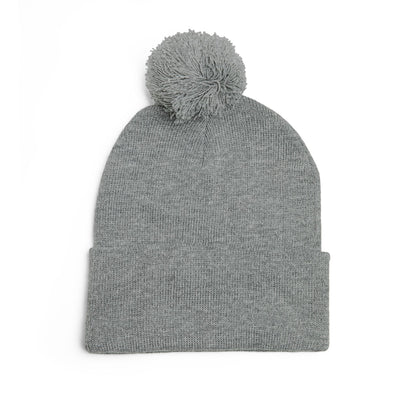 Embroidered Pom-Pom Beanie Hat