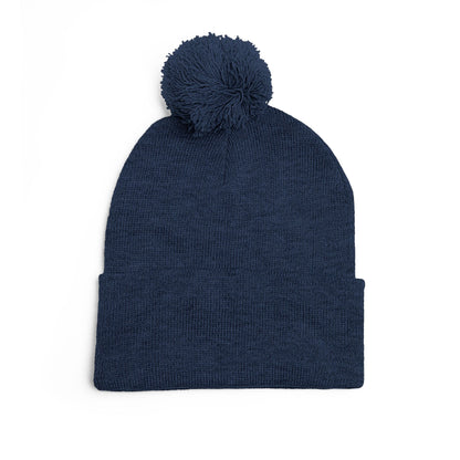 Embroidered Pom-Pom Beanie Hat
