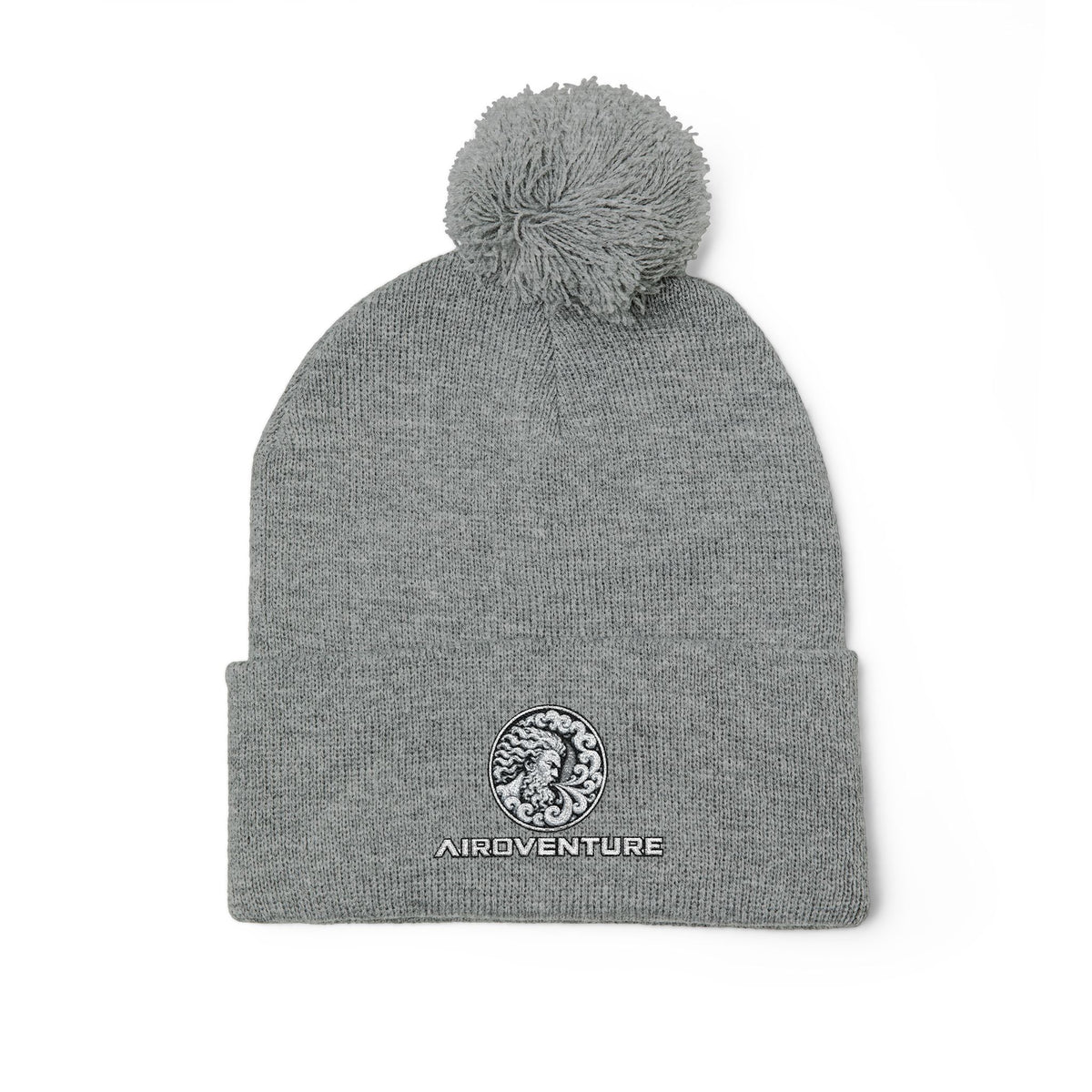 Embroidered Pom-Pom Beanie Hat