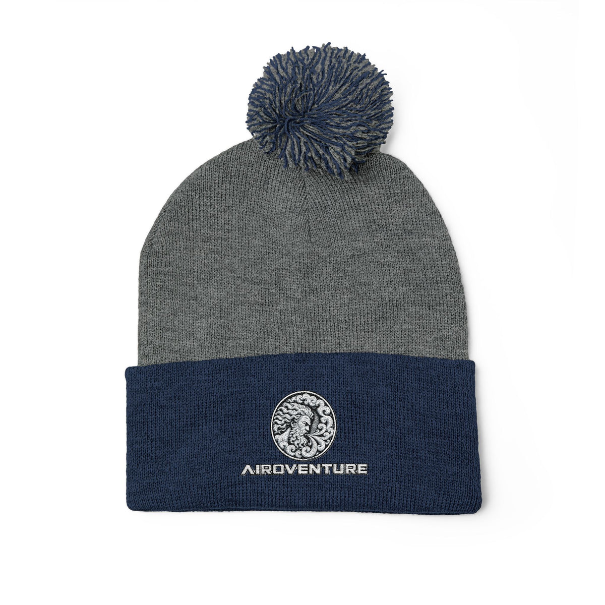 Embroidered Pom-Pom Beanie Hat