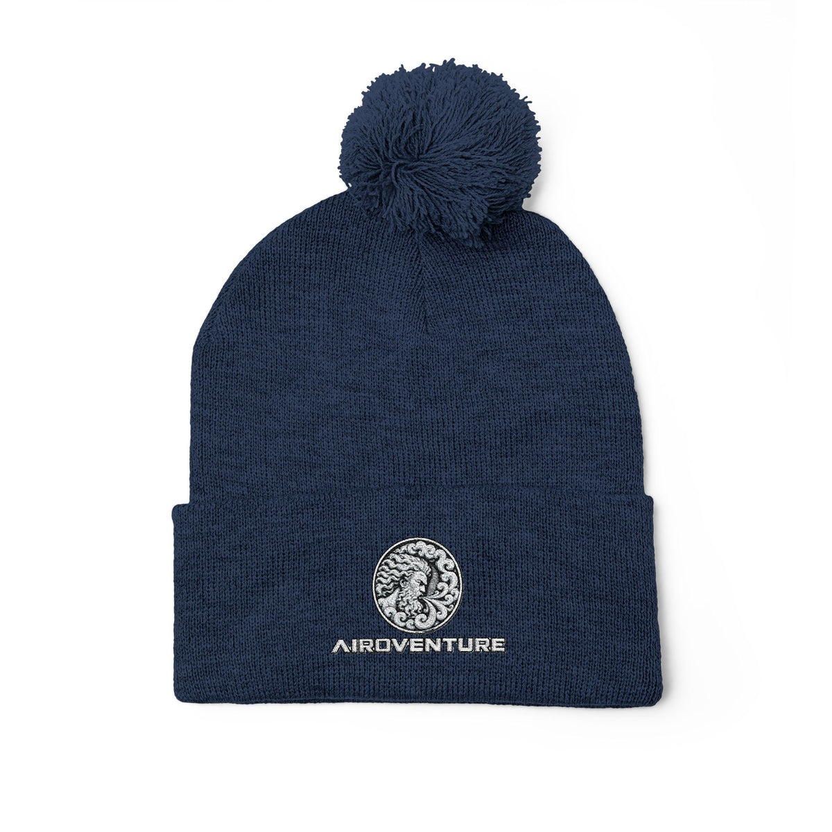 Embroidered Pom-Pom Beanie Hat