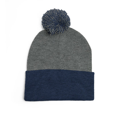 Embroidered Pom-Pom Beanie Hat